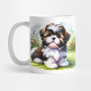 Watercolor Shih Tzu Puppies Painting - Cute Puppy Mug